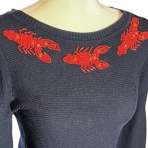 Talbots Beaded Lobster Sweater Navy Size XS